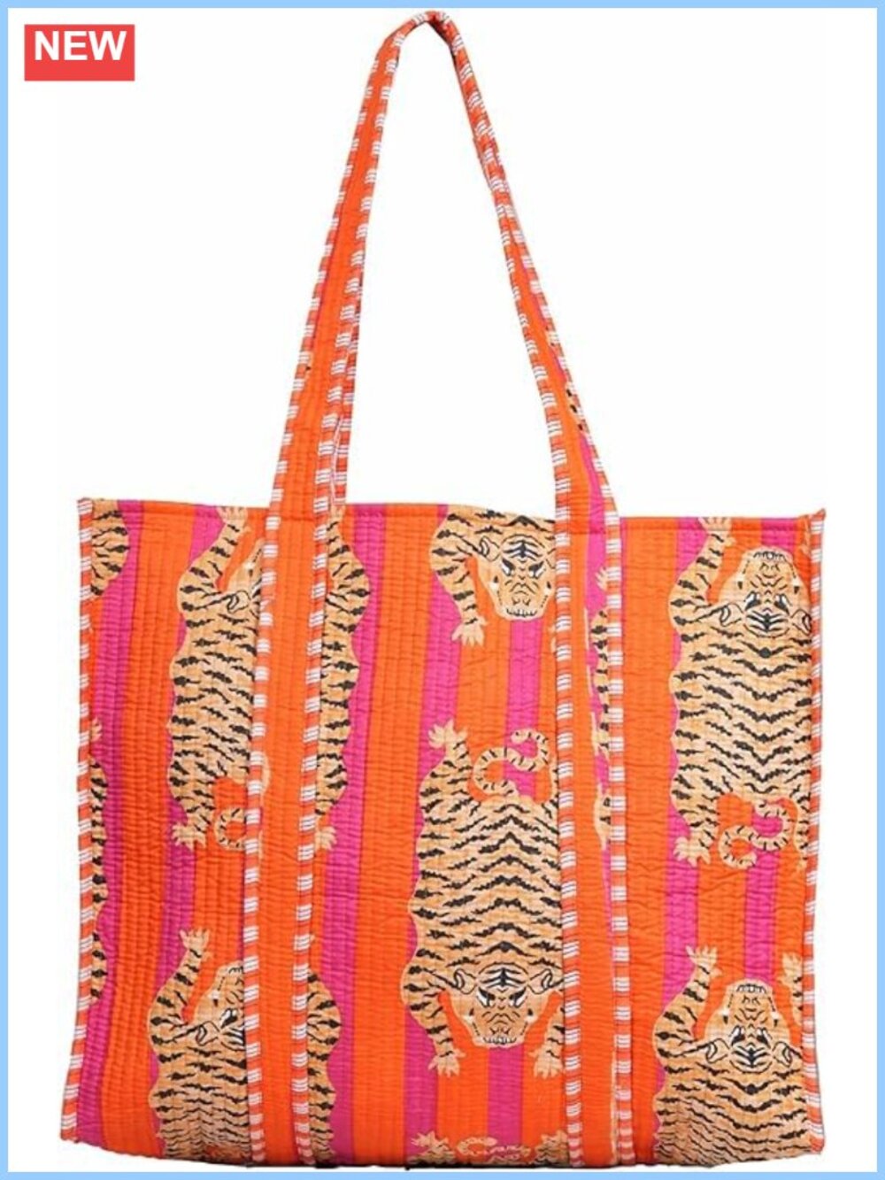 Quilted Cotton Tote Bag Large Shoulder Bag for Shopping Beach Travel